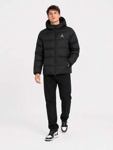 Nike Jordan Brooklyn 連帽時尚拉鍊外套棉服 男款 黑色 - 黑色 - 查看 5