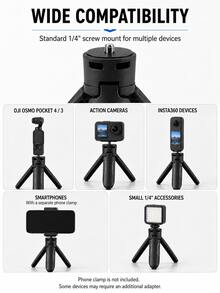 Auto-Pop-Up Mini Tripod Handheld/Desktop Stand, 1/4" Screw Interface, With Anti-Slip Pad, Compatible With DJI Osmo Pocket 4/Pocket 3, , , Phone Clip, DSLR Camera, 45.6g Ultra-Light Pocket Size, Suitable For Live Streaming, Vlog Shooting Accessories - View 6