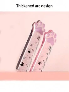 1/2pcs Creative Cat Paw 15cm Ruler Student Stationery Measuring Ruler Transparent Plastic Ruler - Random Color - View 5