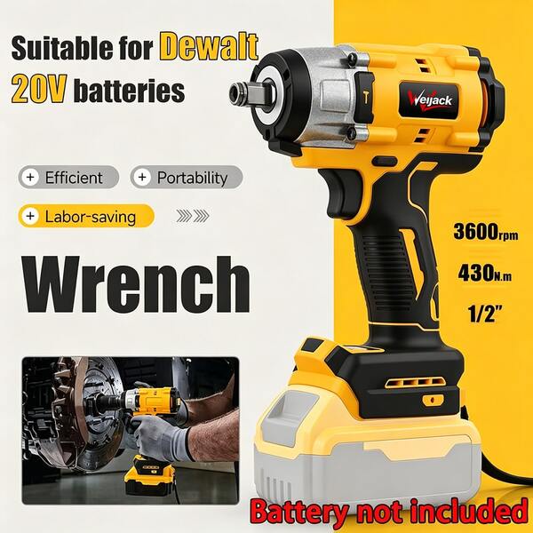 BTOBI 430N. M Torque Brushless Electric Impact Wrench, Suitable For 20V MAX Slide Interface Battery Electric Wrench Tool,Echargeable Wrench Screwdriver 1/2 Inch Electric Tool, Three In One Impact Wrench, Suitable For Car And Home Use