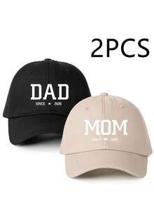 2pcs "Dad Mom 2026" Printed Baseball Caps, Classic Fashion, Soft Sweatband, Adjustable Size, Lightweight & Versatile, Adult Dad Hat - 2026 - View 14