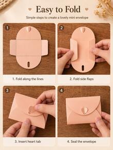 1pc Heart Buckle Envelope, Matte Pearlescent Paper Mini Card Envelopes, Multi-Color DIY Letter Storage Pouch, Holiday Gift Greeting Card Packaging Stationery Supplies - Multiple Styles - View 7