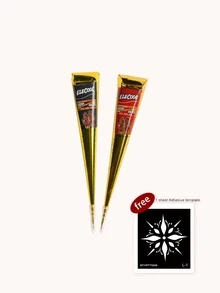 2件組（黑色+深紅色）海娜指甲藝術紋身膏附收納盒，半永久身體彩繪墨水，適用手腕與身體，長效顯色，植物基紋身墨水 - 彩色 - 查看 5