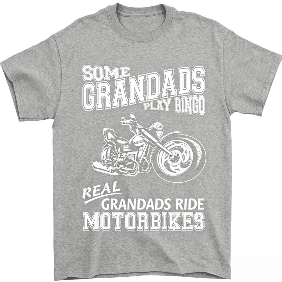 Men's Cotton Biker Grandpa Bingo Motorcycle T-Shirt, Streetwear Summer Outfit