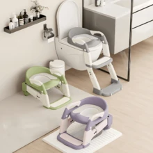 Nesmova 2-In-1 Toddler Potty Ladder, Soft Cushion & High Backrest, Adjustable Potty Chair, Adjustable Step Stool For Standard Toilets, Unisex - Green - View 10