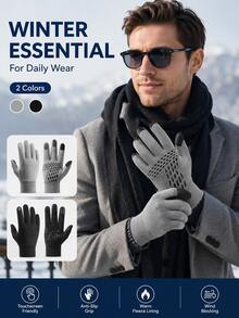Winter Fleece Touchscreen Gloves, Unisex, Windproof, Waterproof, Warm, Anti-Slip Grip, Suitable For Driving, Cycling, Commuting And Outdoor Activities - Multicolor - View 10