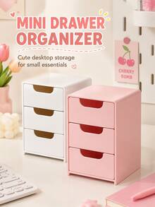 Mini 3-Tier Drawer Storage Box, Suitable For Storing Jewelry, Hair Accessories, Earrings And Other Small Items, Can Be Used In Furniture, Office, Study, Bedroom, Bathroom. 3-Tier Desktop Storage Box, Office Storage Box, Jewelry Storage Box - Multicolor - View 3
