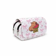 Printed Capybara, Pink Pencil Case, Double-Layer Flap Pencil Case Stationery Box, Can Hold Pencils, Keys, Phones, Coins, Small It, First Day Of School - Multicolor - View 19