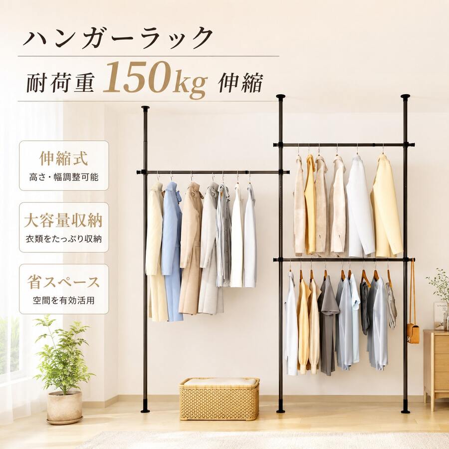 çªã£åŒµã ãã³ã¬ãŒã©ã㯠䌞瞮 å
šäœèè·é150kg 瞊110-310cm å
šäœæšª150-240cm ãã³ã¬ãŒ ã©ã㯠ææã clothes rack æŽæã©ã㯠ããŒã«ãã³ã¬ãŒ ããããªãã³ã¬ãŒã©ã㯠æ åçŽ éšå±å¹²ã ã©ã㯠çµç«ãããã ãããã å·¥å
·äžèР倧容é ããããã©ã㯠Lååã§ã䜿ãã - ãã§ãã¯ãã 1