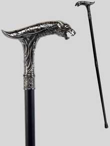 1pc Multicolor Halloween Prop Striped Pattern Wolf Head Metal Movie Prop, Vintage Long Wizard Staff, Double-Section Rotating Detachable Old-Style Metal Rod, Fashionable Elegant British Gentleman Gift, Suitable For Daily Holiday Gifts, Halloween Cosplay Stage Performance Props, School Back-To-School Season Use - Multicolor - View 5