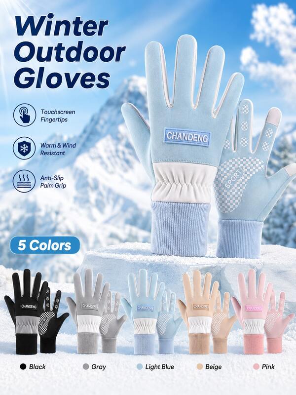 Winter Fleece Touchscreen Gloves For Men & Women, Wind-Resistant Water-Resistant Thermal Gloves With Anti-Slip Grip For Driving, Cycling, Commuting & Outdoor Activities