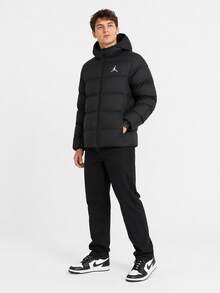 Nike Jordan Brooklyn 連帽時尚拉鍊外套棉服 男款 黑色 - 黑色 - 查看 6