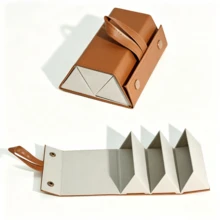 1PC Foldable 3 Slot Travel Glasses Case, PU Leather  Organizer, Hanging Eyewear Holder, Portable Protective Bag For Travel Outdoor Dorm - Brown - View 2