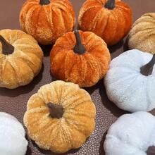 9pcs Synthetic Velvet Pumpkin Decor Set, Perfect For Halloween, Thanksgiving And Autumn Theme Living Room Decoration, Also Suitable As Pumpkin Festival Celebration Tabletop Display - 9Pcs - View 6