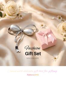 1Pc/2Pcs/Set Pearl Rhinestone Bow Brooch 2Pcs Main Gift Box Accessory Wedding Valentine's Day Elegant Cute Commute Party - Multicolor - View 7