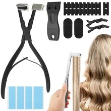 Tape In Pliers Tape In Extension Tool Kit, Tape Remover Scraper Tool,Hair Clips With Hair Extension Tapes, Flat Surface Sealing Hair Extension Plier Hair Extensions Styling Tools(Silver), Halloween - View 11