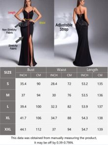 IBTRLY New High-End Elegant Black Strapless Dress With Beaded Sequin Decor, Satin Fabric, Ruffle Trim, Elastic Fabric, Prom Fall Wedding Party - Black - View 8