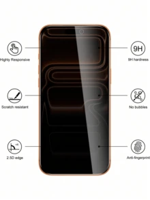 Set 2 Buah Pelindung Layar Kaca Tempered untuk Privasi dan Perlindungan Privasi, Kompatibel dengan iPhone 17 Pro Max, Kaca Tempered Anti Ledakan Dua Lapisan 9H, Tepi Hitam Sablon, Mudah Dipasang, Tahan Gores, Kompatibel dengan iPhone 17 Pro/17 Air/17/16 Pro Max/16 Pro/16 Pro/16 Plus/16 E/15/14/13/12/11, Cocok untuk Penggunaan Sehari-hari, Kantor, dan Rumah. [Versi Internasional, Bukan Versi Lokal] - MultiWarna - View 4