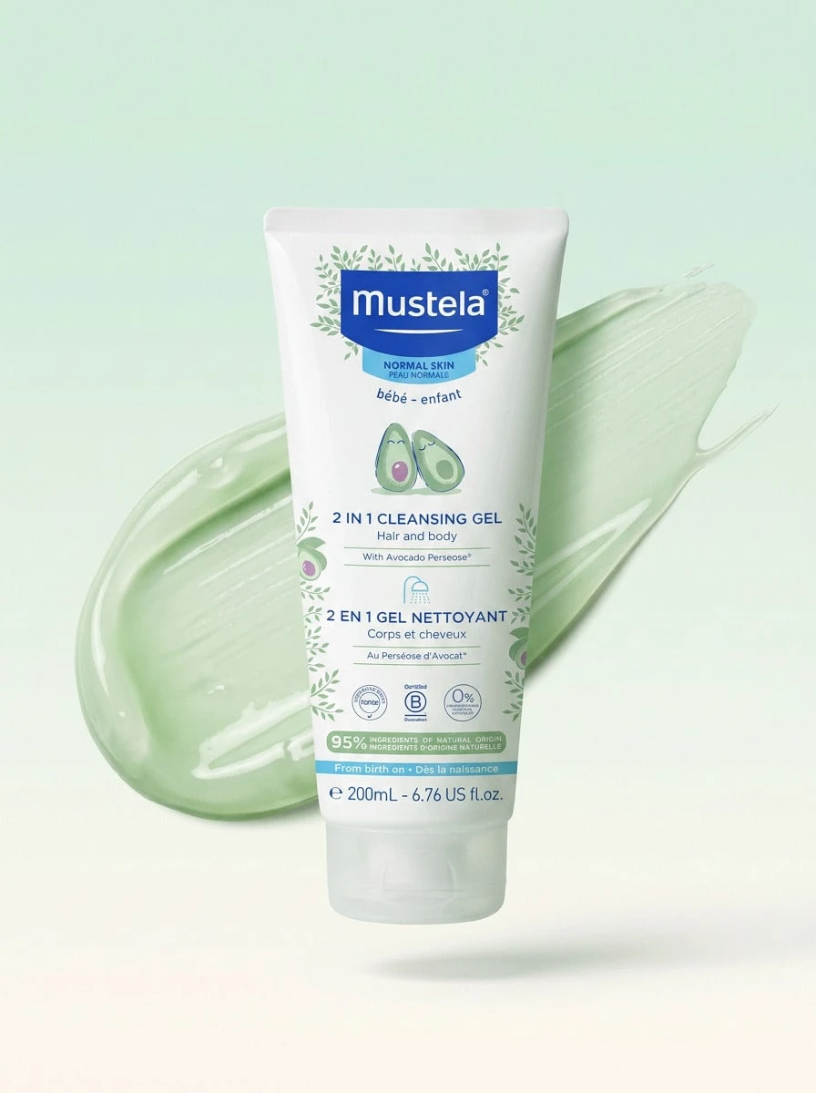 Mustela 2 In 1 Cleansing Gel 6.76oz/200ml – Tear-Free Formula For Babies And Infants, Head-To-Toe Hair And Body Wash, Enriched With Avocado Perseose, Dermatologist Tested, Ideal For Daily Bath Time Routine And Newborn Skincare - Multicolor - View 1