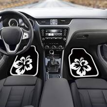 4件組汽車地墊套組：白色蓮花圖案，水晶絨，聚酯纖維，通用前座與後座，適用於多款車型 - 彩色 - 查看 7