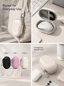 Macaron Solid Color Compact Hard Shell EVA Mouse Storage Bag, Portable Shockproof Protective Storage Pouch With Mesh Pocket And Metal Carabiner Clip, Lightweight Mini Design, Compatible With Wireless Mouse And Charging Cable, Suitable For Office, Travel, Business, Daily Outdoor Carry - Multicolor - View 7