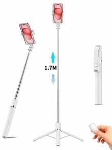 1700mm Wireless Selfie Stick/Tripod, Extendable Foldable Monopod, Compatible With Smartphones, Stable Shooting, Suitable For Live Streaming, With Remote Control, Ideal For Summer Vacation, Travel, Outdoor Activities, Live Streaming - 彩色 - 查看 11