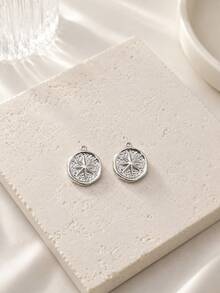 1/2/5pcs Compass Pendant, Vintage Nautical Style Hanging Decor, Round Star Compass DIY Jewelry Accessories, Suitable For Necklace And Bracelet Making - Multicolor - View 8