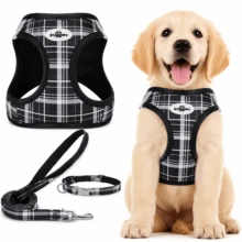 Chaleco ligero de cuadros vintage para mascotas, arnés de pecho de malla suave y transpirable, adecuado para perros grandes, medianos y pequeños - Multicolor - Ver 19