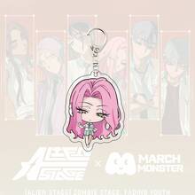 Llavero de acrílico de anime Alien Stage, llavero de personajes de dibujos animados ALNST Ivan Till Mizi Sua con broche de estrella dorada, colgante de estilo de portada de revista retro Y2K para decoración de mochila - Multicolor - Ver 22