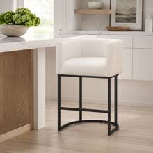 26" H Counter Height Bar Stools Set Of 1-4, Modern Counter Stools With Curved Backrest And Arms, Linen Fabric Upholstered Barstools, Home Bar - 米色 - 查看 6