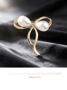 1Pc/2Pcs/Set Pearl Rhinestone Bow Brooch 2Pcs Main Gift Box Accessory Wedding Valentine's Day Elegant Cute Commute Party - Multicolor - View 4