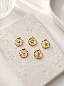 1/2/5pcs Compass Pendant, Vintage Nautical Style Hanging Decor, Round Star Compass DIY Jewelry Accessories, Suitable For Necklace And Bracelet Making - Multicolor - View 12