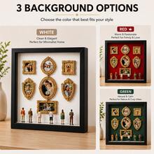 DIY Memory Display Shadow Box Frame – Vintage Ornate Mini Picture Frames Wall Decor Set, 8 Mini Frames & Figures, 3 Background Options, Photo Collage Wall Art, Home Living Room Decor, Gift For Family Couple & Pet Lovers - Multicolor - View 8