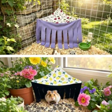 2 buah Tempat Persembunyian Hewan Peliharaan Kecil, Tempat Persembunyian Sudut Gantung, Tenda Hammock Sudut Hewan Peliharaan yang Nyaman, Habitat Bermain dan Beristirahat yang Dapat Dicuci, Cocok untuk Guinea Pig, Hamster, Musang, Tupai, Sugar Glider, Kelinci, Landak - Satu-Ukuran - View 7