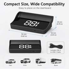 YNF GPS 白色智慧 HUD 抬頭顯示系統,整合 GPS+北斗高畫質導航,10Hz 高更新率,Type-C 介面即插即用,僅支援 Km/H - W1 - 查看 7