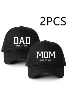 2pcs "Dad Mom 2026" Printed Baseball Caps, Classic Fashion, Soft Sweatband, Adjustable Size, Lightweight & Versatile, Adult Dad Hat - 2026 - View 13