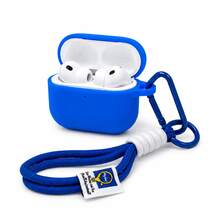 Funda protectora compatible de estilo minimalista con cordón de cuerda tejida a mano en color contrastante para auriculares Bluetooth - azul real - Ver 2