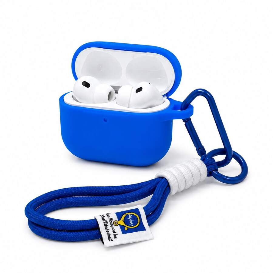Funda protectora compatible de estilo minimalista con cordón de cuerda tejida a mano en color contrastante para auriculares Bluetooth