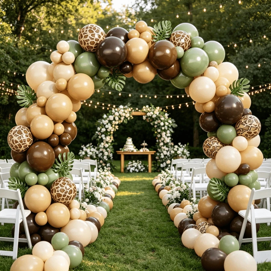 85Pcs Jungle Forest Party Decor Balloon Set, Assorted Nude Tone Latex Balloons With Deer Pattern Balloons, Decorations For Birthday And Various Theme Party Backdrops - Multicolor - View 1