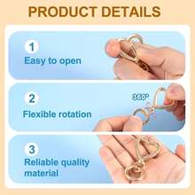 Gold Silver Black 3-Color Heart-Shaped Metal Keychains With Rotating Clasp For DIY Key Ring, Key Chain Hook, Lanyard Making, Wallet Making, Suitable For Men And Women Key Organizer - Multicolor - View 9