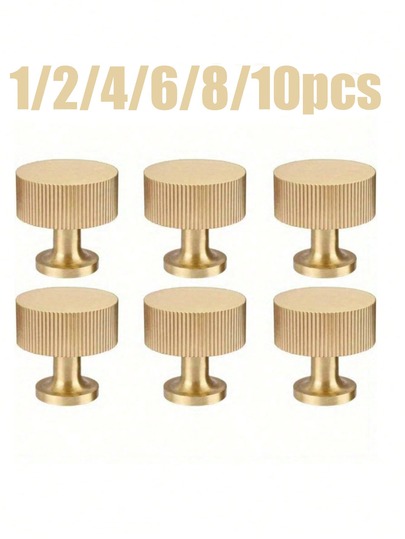 1/2/4/6pcs Solid European Style Furniture Handles, Cabinet Hardware Pulls, Metal Drawer Pulls, Vintage Wooden Furniture Shoe Cabinet Drawer Vanity Pulls, Single Hole Brushed Gold Cabinet Pulls, Suitable For Drawers, Wardrobes, Cabinet Doors, Kitchen Cabinets, Vanity, American Home Decor, Screws Included