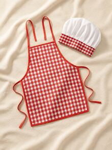 2pcs Newborn Photography Props, Includes Apron And Chef Hat, Kitchen Cooking Theme Photo Props For Baby Boys And Girls, Plaid Pattern Chef Outfit, Milestone Commemoration, Baby Party Gift - Multicolor - View 10