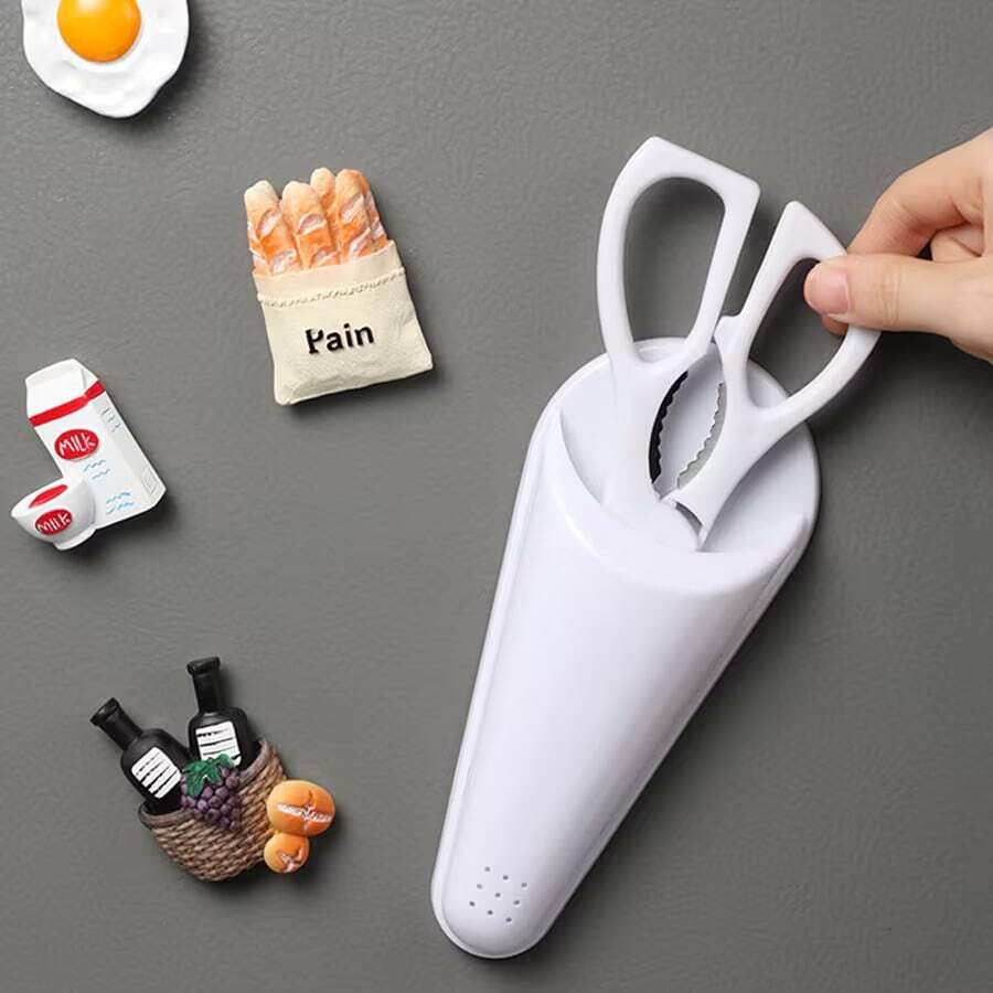1 buah Rak Penyimpanan Gunting Magnetik - Rak Penyimpanan Plastik Magnetik, Rak Alat Dapur Hemat Ruang, Cocok untuk Gunting, Peralatan Makan, dan Dekorasi Kulkas Anda, Desain Sederhana, Konstruksi Tahan Lama, Penting untuk Penggunaan di Rumah - MultiWarna - View 1