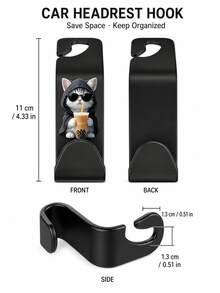 Car Seat Back Multi-Function Hook, Built-In Cup Holder And Phone Holder, Essential Car Accessory - Single Hook Thick Style - View 2