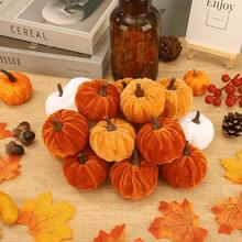 9pcs Synthetic Velvet Pumpkin Decor Set, Perfect For Halloween, Thanksgiving And Autumn Theme Living Room Decoration, Also Suitable As Pumpkin Festival Celebration Tabletop Display - 9Pcs - View 7