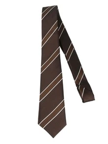 1pc Classic Striped JK Uniform Tie, Diagonal Stripe Hand-Tied Tie, Personalized Tie Accessory Suitable For Daily Wear, Cosplay And Party - Brown - View 1