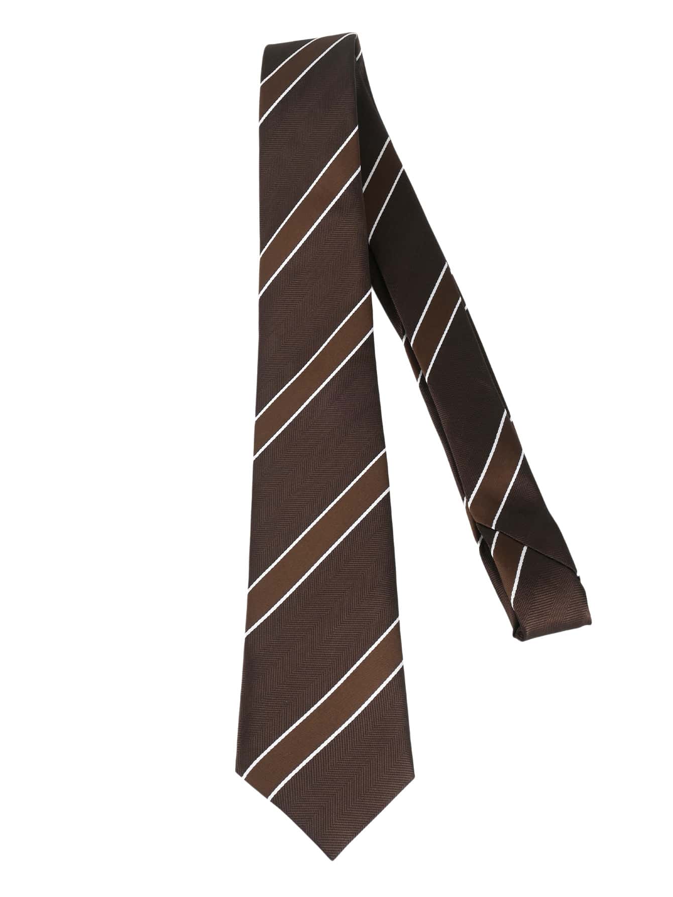 1pc Classic Striped JK Uniform Tie, Diagonal Stripe Hand-Tied Tie, Personalized Tie Accessory Suitable For Daily Wear, Cosplay And Party - Brown - View 1
