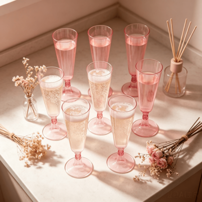 1/20 Piezas Copas de Champán Rosadas, Vasos para Fiestas y Vasos de Postre con Tema Navideño, Perfectos para Pudines, Mousses y Helados. Estos Vasos para Eventos Son Muy Festivos, Ligeros e Ideales para Bodas, Fiestas, Cumpleaños y Graduaciones