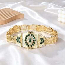1pc Arabic Bride Banquet Wedding Waist Belt, Gold Plated Engraved & Inlaid Craftsmanship, Gift Waist Accessory - Gold - View 8