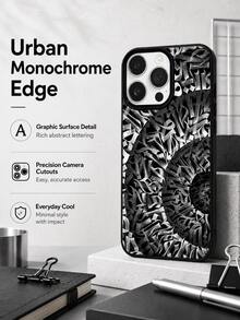 Street Punk Gothic Letter Phone Case Compatible With Iphone 17 16 15 14 13 12 11 Pro Max, Monochrome Black White Doodle Abstract Script Graffiti Repeat All Over Matte Black Frame Shockproof TPU Phone Shell - Black - View 5